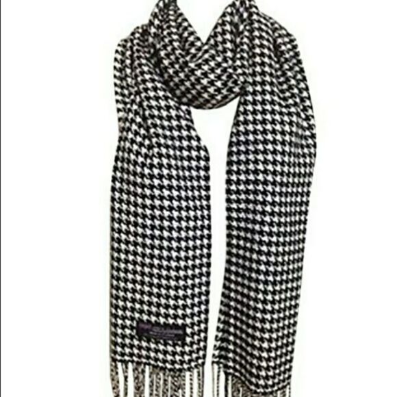 Cashmere feel 100% acrylic black white scarf - Picture 1 of 3